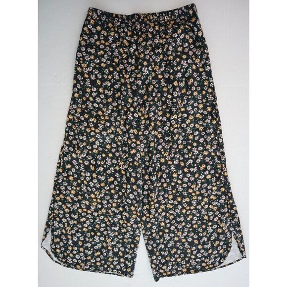 Philosophy 3070144 Women's Sz Large Black/Gold Floral Wide Leg Pull-On Pants - Picture 2 of 11